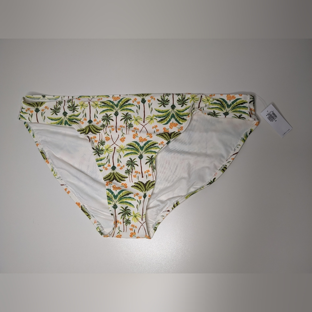 NWT Old Navy 2X High-Waisted Classic Bikini Swim Bottom White Palm Tree